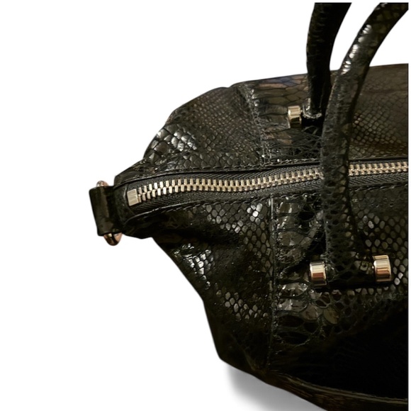 Michael Kors Snake Embossed Leather Shoulder Bag/Cross Body Jet Set BlacK - Picture 7 of 16